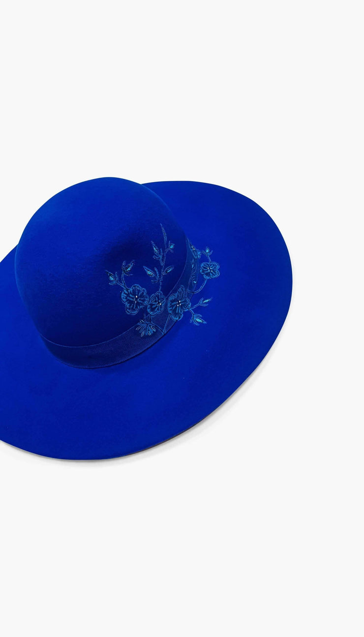 Chapeau en feutre bleu - Heraboutique