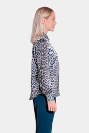 Chemise en soie imprime léopard