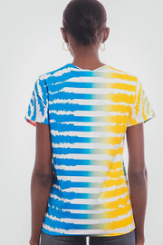 Tee-shirt en coton multicolores